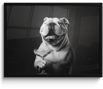 Poster in lijst - Fotolijst 70x50 cm - Posters - Buldog - Hond - Glas - Posterlijst zwart - Decoratie - Wanddecoratie woonkamer - Muurdecoratie slaapkamer
