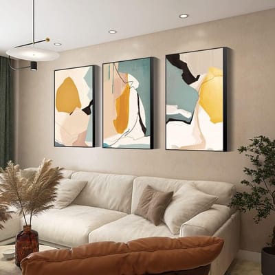 Wanddecoratie Set - Canvas Prints - Ruimte Verfraaien - Moderne Abstracte Stijl - 3 Delig 16x24 Inch - Wit