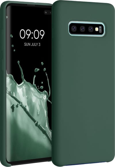 kwmobile telefoonhoesje geschikt voor Samsung Galaxy S10 Plus / S10+ - Hoesje met siliconen coating - Smartphone case in mosgroen