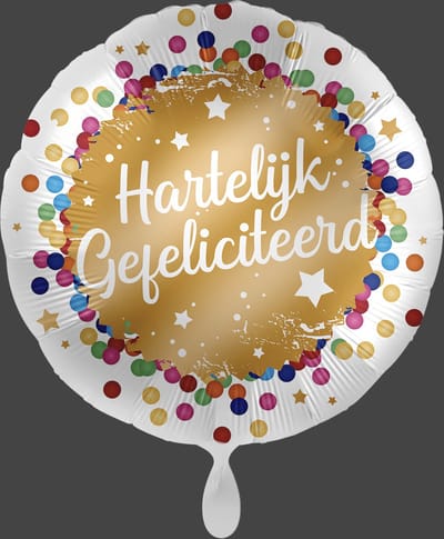 Hartelijk gefeliciteerd ballon - Meerkleurig - Ø 43cm