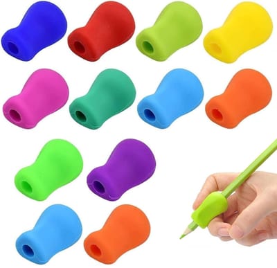 Dailygoods- Pennenhouder Ergonomisch - 12 Stuks - Siliconen - Schrijfhulp voor Kinderen - Verbeterde Potloodgreep - Duurzaam en Herbruikbaar