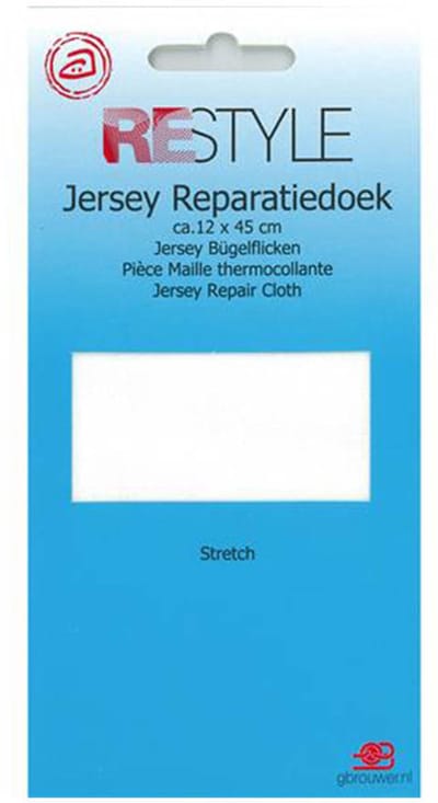 Restyle - Jersey Reparatiedoek Stretch - strijkbaar 12 x 45 cm - Wit