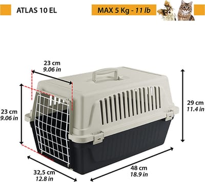Ferplast Vervoersbox Atlas 10 48x32.5x29 cm - Kattenvervoersbox - Wit&Antraciet