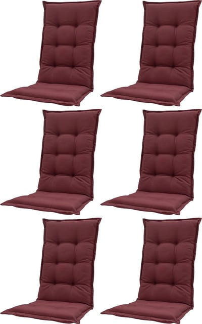 Madison - Tuinkussen - Universeel - Lage Rug - 6 st. - Panama Bordeaux - 105x50cm - Rood - Tuinstoelkussens - Standaardstoel