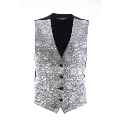 Dolce & Gabbana Vrouwen Zilver Brokaat Mouwloze Metallic Top