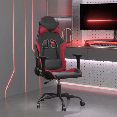vidaXL - Massage - gamestoel - kunstleer - zwart - en - wijnrood