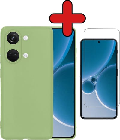 Hoesje - Met Screenprotector - Geschikt voor OnePlus Nord 3 - Sterk & Shockproof - Telefoon Hoes - Back Cover - Siliconen Case - Telefoonhoes - Groen