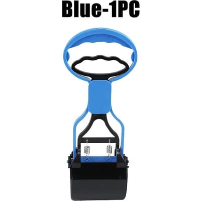 Ramasse-crottes portable pour chiens et chats, pelle de nettoyage en plastique à bords en dents de scie pour animaux de compagnie, outils de nettoyage intérieur et extérieur bleu