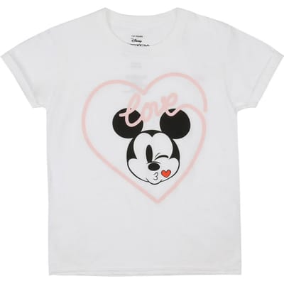 Disney Meisjes Mickey Mouse Kus T-shirt (Wit)