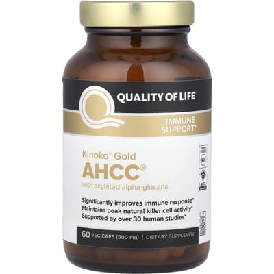 Levenskwaliteit, Kinoko® Gold AHCC®, met geacyleerd alfa-glucaan, 60 vegetarische capsules