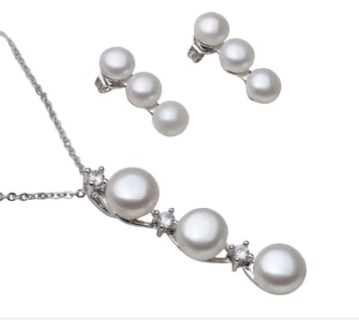 N3 Collecties Echte Natuurlijke Parel Set Vrouwen,Zoetwater Parel Ketting Oorbel Set