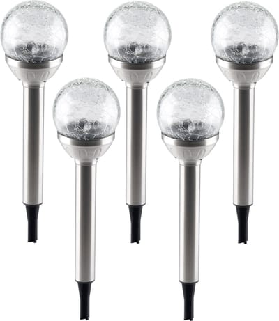 Grundig Solar tuinlamp - 5x - glazen bol - op zonne-energie - 25 cm - tuinverlichting