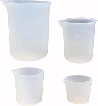 Maatbekers, 4 stuks, 30/50/100/250 ml, gegradueerde siliconen bekers voor wasgoed, herbruikbaar, anti-aanbaklaag, mengbeker voor epoxyhars, vormen, knutselen, keuken, laboratorium