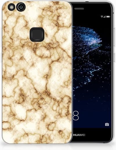 Huawei P10 Lite TPU Siliconen Hoesje Marmer Goud