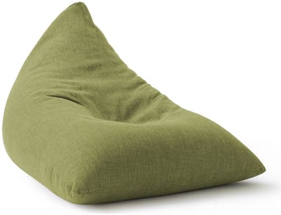 Lumaland Indoor linnen zitzak, driehoekige comfortabele zitzak voor binnen, 370 l vulling, 150 x 100 x 100 cm, linnenlook en feel, groente