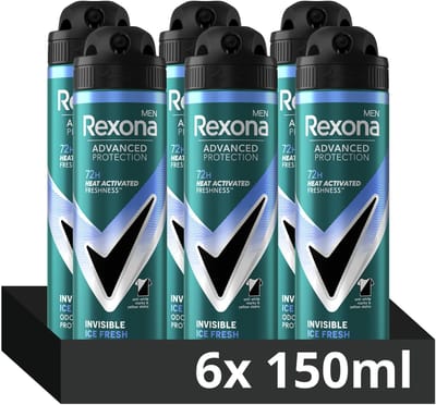 Rexona Men - Anti-Transpirant Deodorant Spray - Advanced Protection - Invisible Ice Fresh - 6 x 150 ml - Voordeelverpakking
