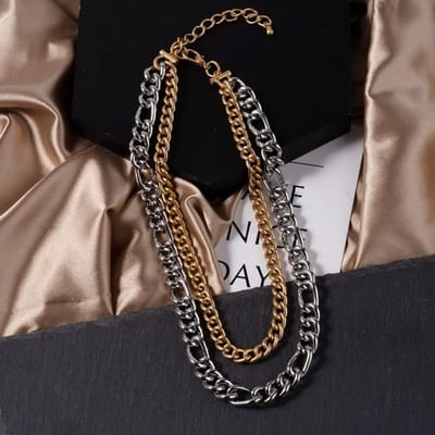 Goud gemengd zilverkleurig asymmetrische ketting choker ketting voor vrouwen dikke schakelketting choker kettingen Valentijnsdag sieraden cadeau brown