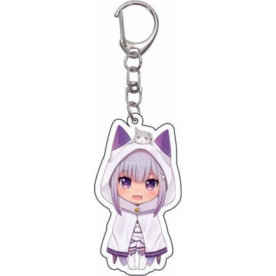 55MM Anime Re:ZERO - Démarrer une vie dans un autre monde Porte-clés Natsuki Subaru Emilia Porte-clés Modèle en Acrylique Plaque Cadeaux de Noël 55MM white