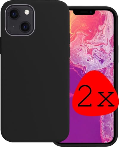 Hoesje 2 Stuks - Geschikt voor Apple iPhone 13 Mini - Sterk & Shockproof - Case Siliconen - Back Cover - Telefoon Hoes - Zwart