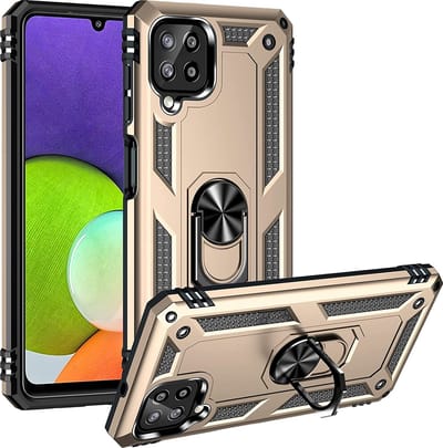 Anti-Shock Hybrid Ring Armor Hoesje Geschikt voor: Samsung Galaxy A22 4G - goud