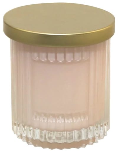 AULICA - Roze kaars met gouden deksel - geurkaars - kokosparfum - 7,5x7.5x9cm - Roze/Goud