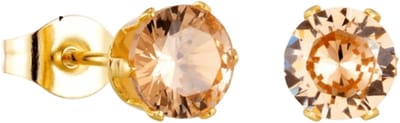 Aramat Jewels - Oorbellen- dames-goudkleur-champagne-zirkonia-6mm-rvs