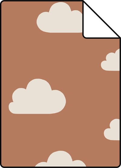 Proefstaal ESTAhome behang wolkjes terracotta en wit - 26.5 x 21 cm - 139398-S
