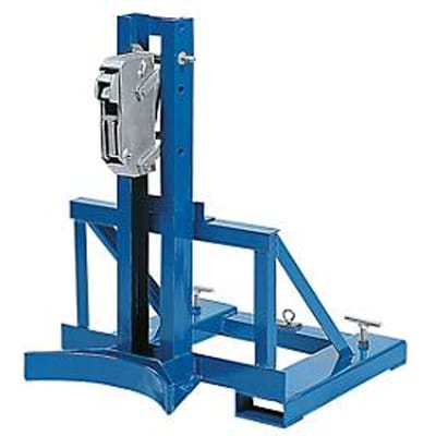 Vatheftruck asecos, als vorkheftruck aanbouwdeel, gepoedercoat staal, B 710 x D 890 x H 975 mm, voor 1 vat, max. belasting 350 kg