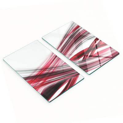 Set van twee glazen snijplanken met abstracte lijnen, 2x30x52 cm