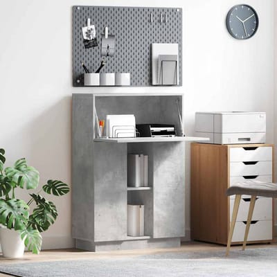 vidaXL - Bureau - Beton - Grijs - 71.5 - x - 31.5 - x - 106.5 - cm - Bewerkt - hout