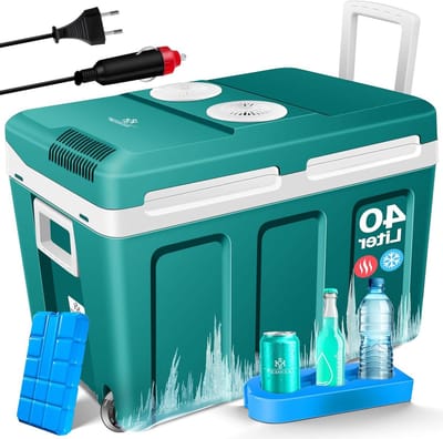 Koelbox op wielen - Thermobox Mini-koelkast - Dranken koelen - Koelen en warmhouden - 40 Liter - Petrol groen