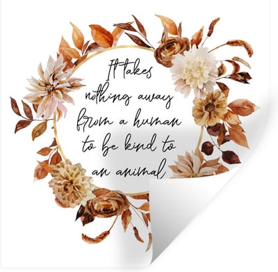 Muurstickers - Sticker Folie - Quotes - It takes nothing away from a human to be kind to an animal - Spreuken - Dieren - 100x100 cm - Plakfolie - Muurstickers Kinderkamer - Zelfklevend Behang XXL - Zelfklevend behangpapier - Stickerfolie