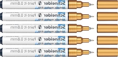 Metallic Markers - Verfstiften - Decoreren van objecten - Hoogglans metallic effect - 5 stuks 08 mm - Goud