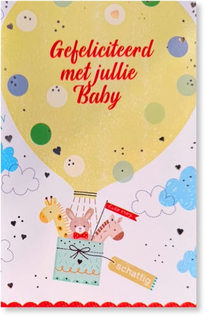 Gefeliciteerd met jullie Baby - Geboortekaartje Wenskaart - 12 x 17 cm - gevouwen kaart Inclusief envelop