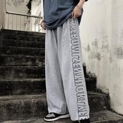 Lente en Herfst Nieuwe Koreaanse Versie Rechte Letters High Street Losse Sportieve Casual Broek voor Heren en Dames XXL