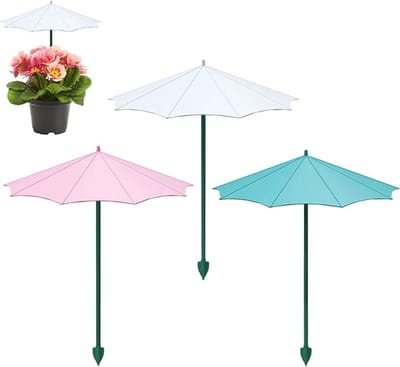 Schaduwparaplu geschikt voor planten - Set 3 stuks 34 cm | UV-beschermende paraplu potten | Tuinplantenbeschermer met grondpin Eenvoudige installatie geschikt voor buitenbalkon, terras, patio