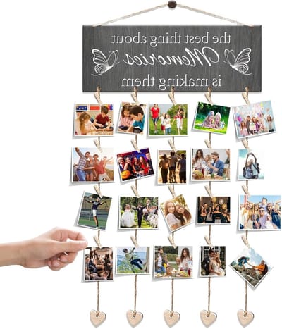 Creatieve Houten Fotoklem met Touw en 20 Kleine Klemmen, Persoonlijke Cadeaus voor Vriendinnen, Decoratieve Foto Hanger voor Thuis en Feestjes