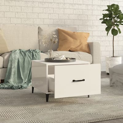 vidaXL - Salontafels - 2 - st - met - metalen - poten - 50x50x40 - cm - hoogglans - wit
