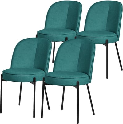 Eetkamerstoelen set van 4 petrol met rugleuning, gestoffeerde stoelen voor eetkamer & keuken ML-Design