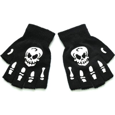 Unisex Half Finger Skull and Bones Halloween Handschoenen Glowing Vingerloze Handschoenen voor Wintergebruik