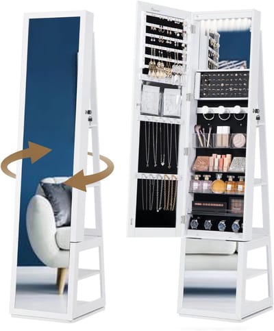 VLSelect® Sieradenkast Met Spiegel - Sieradenkast - Spiegelkast