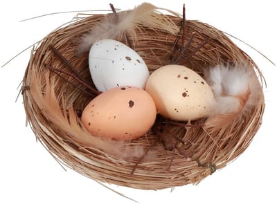 CHAKS - Natuurlijk nest met 3 eieren 12 cm