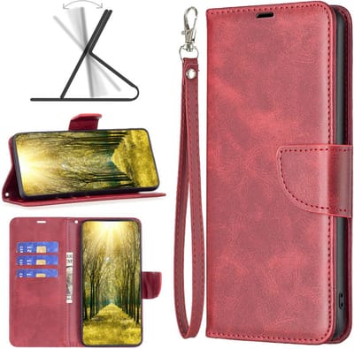 MobyDefend Hoesje - Geschikt voor Samsung Galaxy A35 - Wallet Book Case Met Koord - Rood