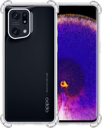 Hoesje - Geschikt voor OPPO Find X5 - Sterk & Shockproof - Siliconen Shock Case - Hoes Cover - Telefoonhoes - Transparant