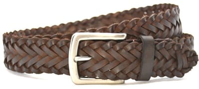 Stijlvolle pantalon riem heren vlecht - heren en dames riem - 3.5 cm breed - bruin - Echt Leer - Taille: 115 cm - Totale lengte riem: 125 cm