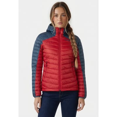Bergans of Norway Røros Down Light W Jacket W/hood Red/orion Blue Maat: XS | Winterjassen Outlet | Dames | Blauw