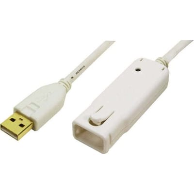 LogiLink UA0092 USB-kabel USB 2.0 USB-A stekker, USB-A bus 12.00 m Wit Vergulde steekcontacten, UL gecertificeerd