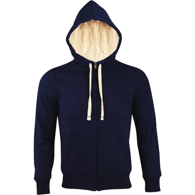 SOLS Sherpa Unisex Zip-Up Hooded Sweatshirt / Hoodie (Franse marine)