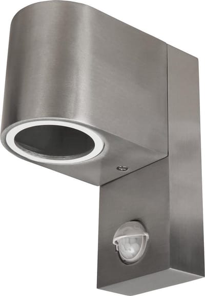 Buitenlamp met Bewegingssensor OVAL-E - Tuinverlichting - Buitenverlichting met IP44 - Muurlamp 1x GU10 - Wandlamp buiten - Geborsteld Aluminium