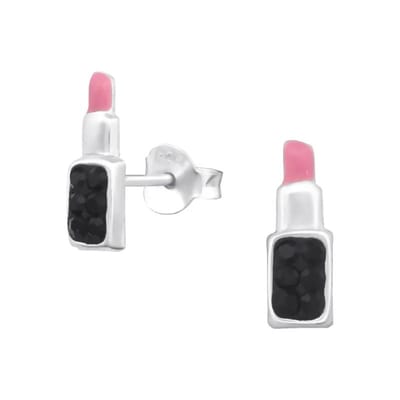 Aramat Jewels | Oorbellen | Zilveren Lippenstift Oorbellen | Rood | |4mm | Zilver | Kinderen, Volwassenen | Verkleurd niet